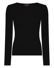 Load image into Gallery viewer, N.Peal Women's Eden Superfine Cashmere Round Neck Top Black
