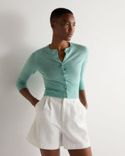 Load image into Gallery viewer, N.Peal Women's Darcie Superfine Cashmere Cropped Cardigan Mint Green
