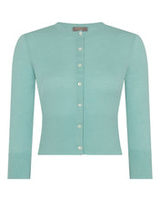 Load image into Gallery viewer, N.Peal Women's Darcie Superfine Cashmere Cropped Cardigan Mint Green
