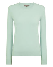 Load image into Gallery viewer, N.Peal Women's Evie Classic Round Neck Cashmere Jumper Dusty Teal Green
