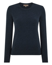Load image into Gallery viewer, N.Peal Women's Evie Classic Round Neck Cashmere Jumper Indigo Blue
