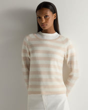 Load image into Gallery viewer, Gauzy Striped Round Neck Sweater Almond + New Ivory

