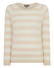 Load image into Gallery viewer, Gauzy Striped Round Neck Sweater Almond + New Ivory
