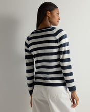 Load image into Gallery viewer, Gauzy Striped Round Neck Sweater Indigo + New Ivory
