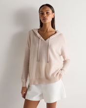 Load image into Gallery viewer, N.Peal Women's Maya Metal Trim Cashmere Hoodie Dusk Pink
