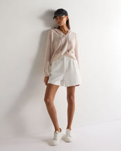 Load image into Gallery viewer, N.Peal Women's Maya Metal Trim Cashmere Hoodie Dusk Pink
