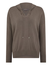 Load image into Gallery viewer, N.Peal Women's Maya Metal Trim Cashmere Hoodie Vintage Khaki Green
