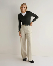 Load image into Gallery viewer, N.Peal Women's Phoebe V Neck Cashmere Jumper Arabica Khaki Green

