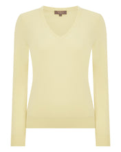 Load image into Gallery viewer, N.Peal Women's Phoebe V Neck Cashmere Jumper Granita Yellow
