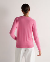 Load image into Gallery viewer, N.Peal Women's Olivia Round Neck Cashmere Cardigan Camellia Pink
