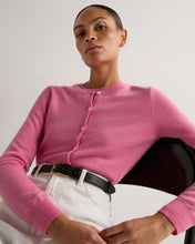 Load image into Gallery viewer, N.Peal Women's Olivia Round Neck Cashmere Cardigan Camellia Pink
