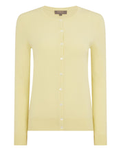 Load image into Gallery viewer, N.Peal Women's Olivia Round Neck Cashmere Cardigan Granita Yellow
