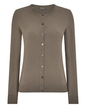 Load image into Gallery viewer, N.Peal Women's Olivia Round Neck Cashmere Cardigan Vintage Khaki Green
