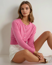 Load image into Gallery viewer, N.Peal Women's Ivy Cropped Cashmere Cardigan Camellia Pink
