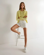 Load image into Gallery viewer, N.Peal Women's Ivy Cropped Cashmere Cardigan Granita Yellow
