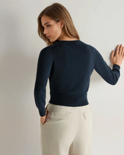 Load image into Gallery viewer, N.Peal Women's Ivy Cropped Cashmere Cardigan Indigo Blue
