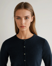Load image into Gallery viewer, N.Peal Women's Ivy Cropped Cashmere Cardigan Indigo Blue
