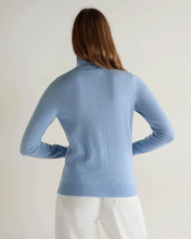 Load image into Gallery viewer, N.Peal Women's Luna Roll Neck Cashmere Jumper Cornflower Blue
