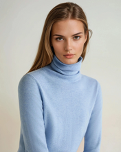 Load image into Gallery viewer, N.Peal Women's Luna Roll Neck Cashmere Jumper Cornflower Blue
