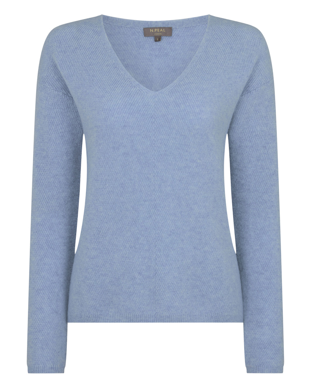 Gauzy Ribbed V Neck Sweater Cornflower