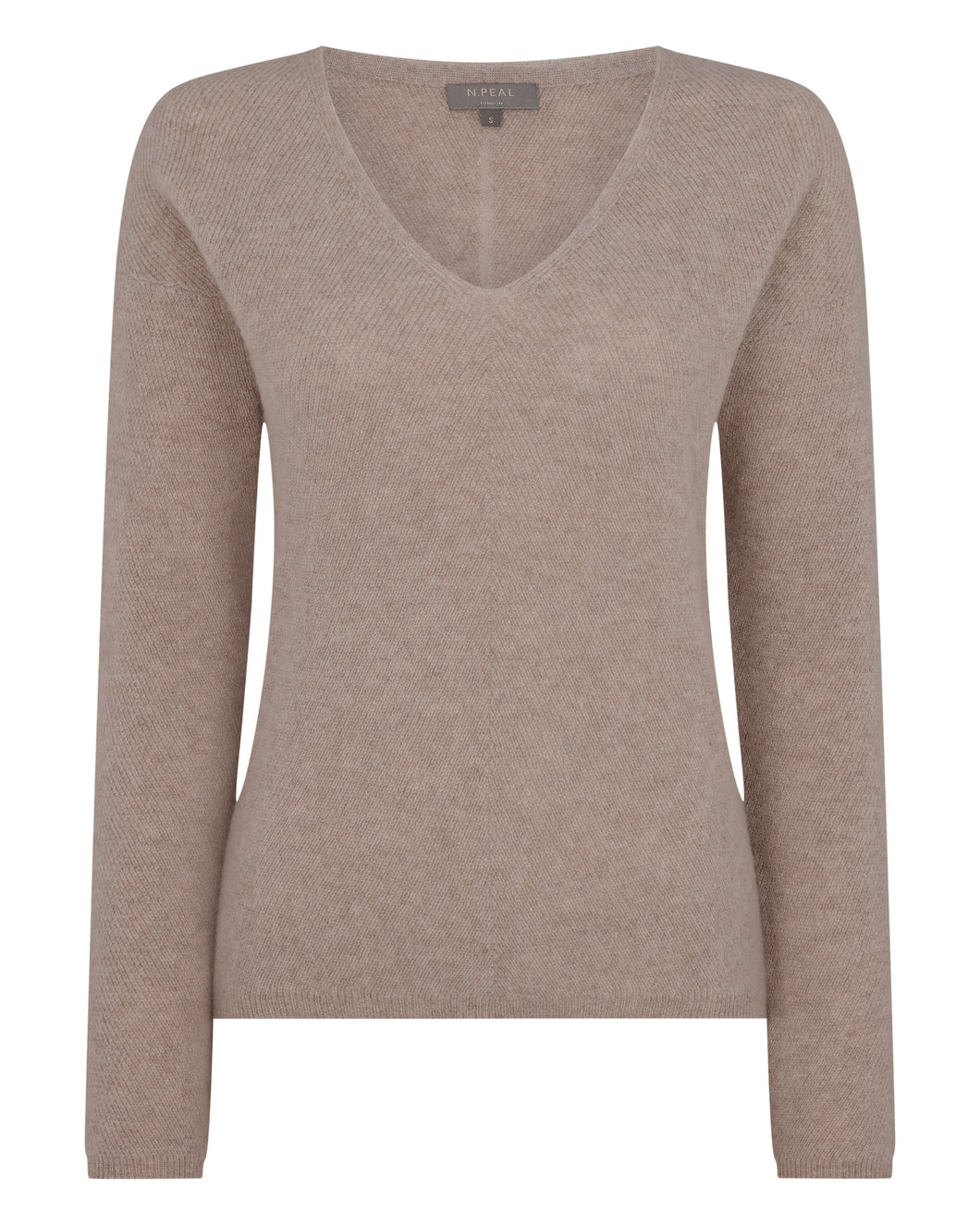 Gauzy Ribbed V Neck Sweater Oatmeal