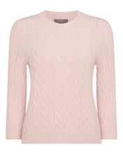 Load image into Gallery viewer, N.Peal Women's Emilia Cable Round Neck Cashmere Jumper Blossom Pink
