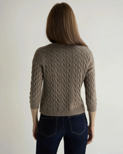 Load image into Gallery viewer, N.Peal Women's Emilia Cable Round Neck Cashmere Jumper Vintage Khaki Green
