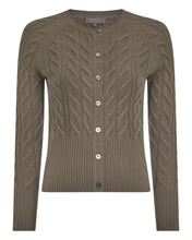 Load image into Gallery viewer, N.Peal Women's Myla Cable Cashmere Cardigan Vintage Khaki Green
