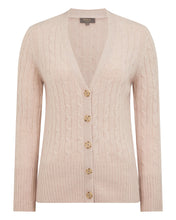 Load image into Gallery viewer, N.Peal Women's Clara Cable V Neck Cashmere Cardigan Ecru White
