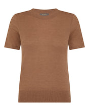 Load image into Gallery viewer, N.Peal Women's Isla Superfine Cashmere T-Shirt Dark Camel Brown
