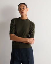 Load image into Gallery viewer, N.Peal Women's Cotton Cashmere T-Shirt Arabica Khaki Green
