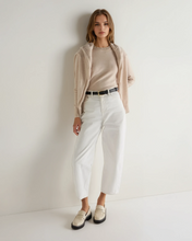 Load image into Gallery viewer, N.Peal Women's Woven Ruffle Cashmere Jumper Ecru White

