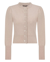 Load image into Gallery viewer, N.Peal Women's Ruffle Trim Cashmere Cardigan Ecru White
