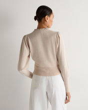 Load image into Gallery viewer, N.Peal Women's Ruffle Trim Cashmere Cardigan Ecru White
