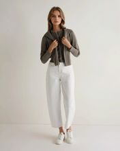 Load image into Gallery viewer, N.Peal Women's Ruffle Trim Cashmere Cardigan Vintage Khaki Green
