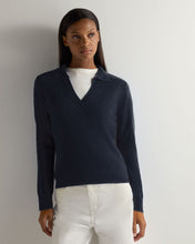 Load image into Gallery viewer, Gauzy Collared Sweater Indigo Blue
