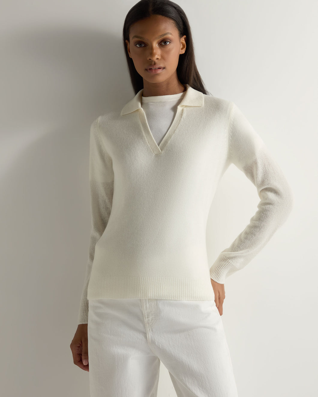 Gauzy Collared Sweater New Ivory