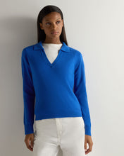 Load image into Gallery viewer, Gauzy Collared Sweater Sonic Blue
