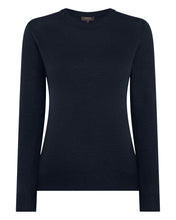 Load image into Gallery viewer, Gauzy Round Neck Sweater Indigo Blue
