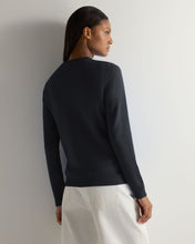 Load image into Gallery viewer, Gauzy Round Neck Sweater Indigo Blue
