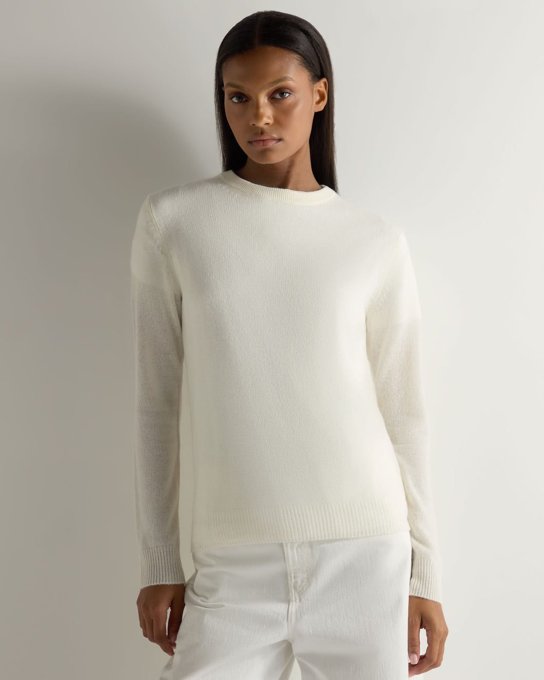 Gauzy Round Neck Sweater New Ivory