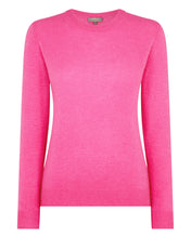Load image into Gallery viewer, Gauzy Round Neck Sweater Vibrant pink
