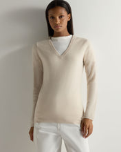 Load image into Gallery viewer, Gauzy V Neck Sweater Almond
