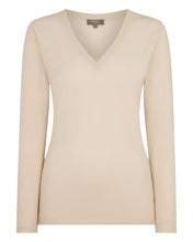 Load image into Gallery viewer, Gauzy V Neck Sweater Almond

