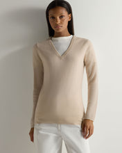Load image into Gallery viewer, Gauzy V Neck Sweater Ecru
