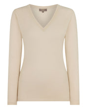 Load image into Gallery viewer, Gauzy V Neck Sweater Ecru
