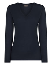 Load image into Gallery viewer, Gauzy V Neck Sweater Indigo Blue
