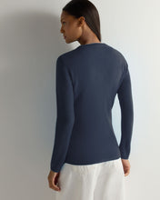 Load image into Gallery viewer, Gauzy V Neck Sweater Indigo Blue
