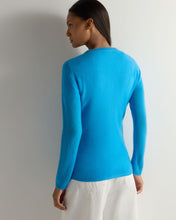 Load image into Gallery viewer, Gauzy V Neck Sweater Pool Blue
