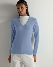 Load image into Gallery viewer, Gauzy V Neck Sweater Indigo Sea Mist
